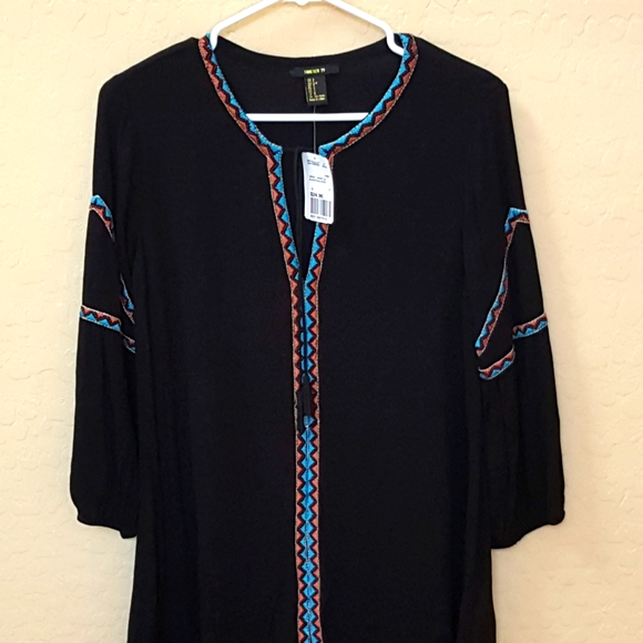 FOREVER 21 Black Rust Teal Tunic Dress - Picture 2 of 8